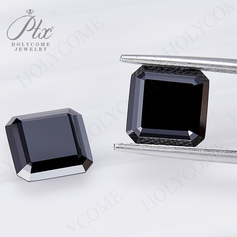 High Quality Asscher Cut 6x6mm~12x12mm 1ct to 10ct Moissanite Diamond Making Jewelry Black Lab Created Moissanite Gemstone with GRA Certificate