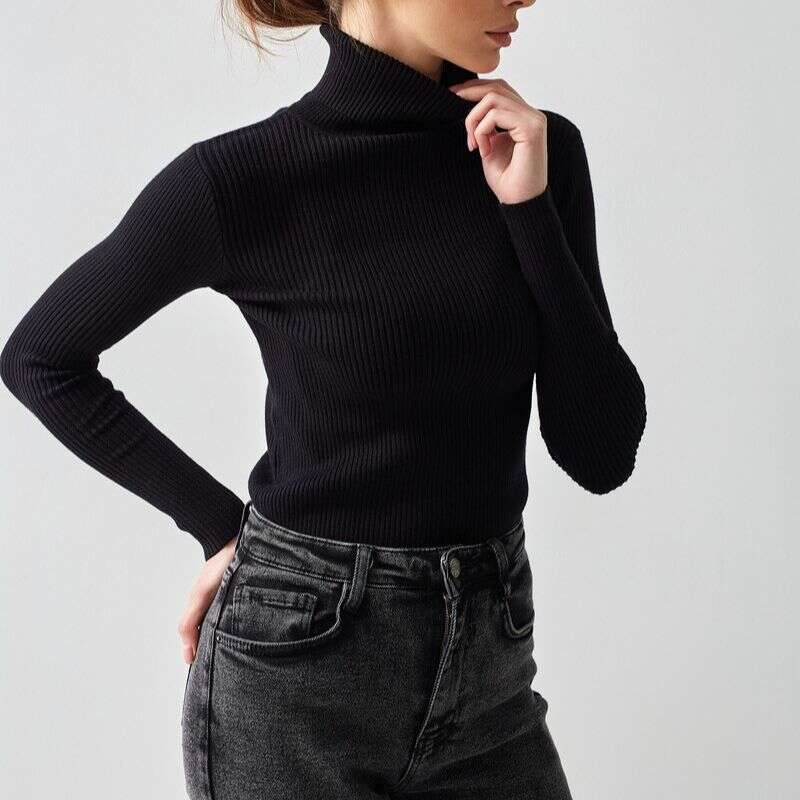 Knitted Base Shirt Autumn Knitwear Turtleneck Pullover Sweater For Women B5