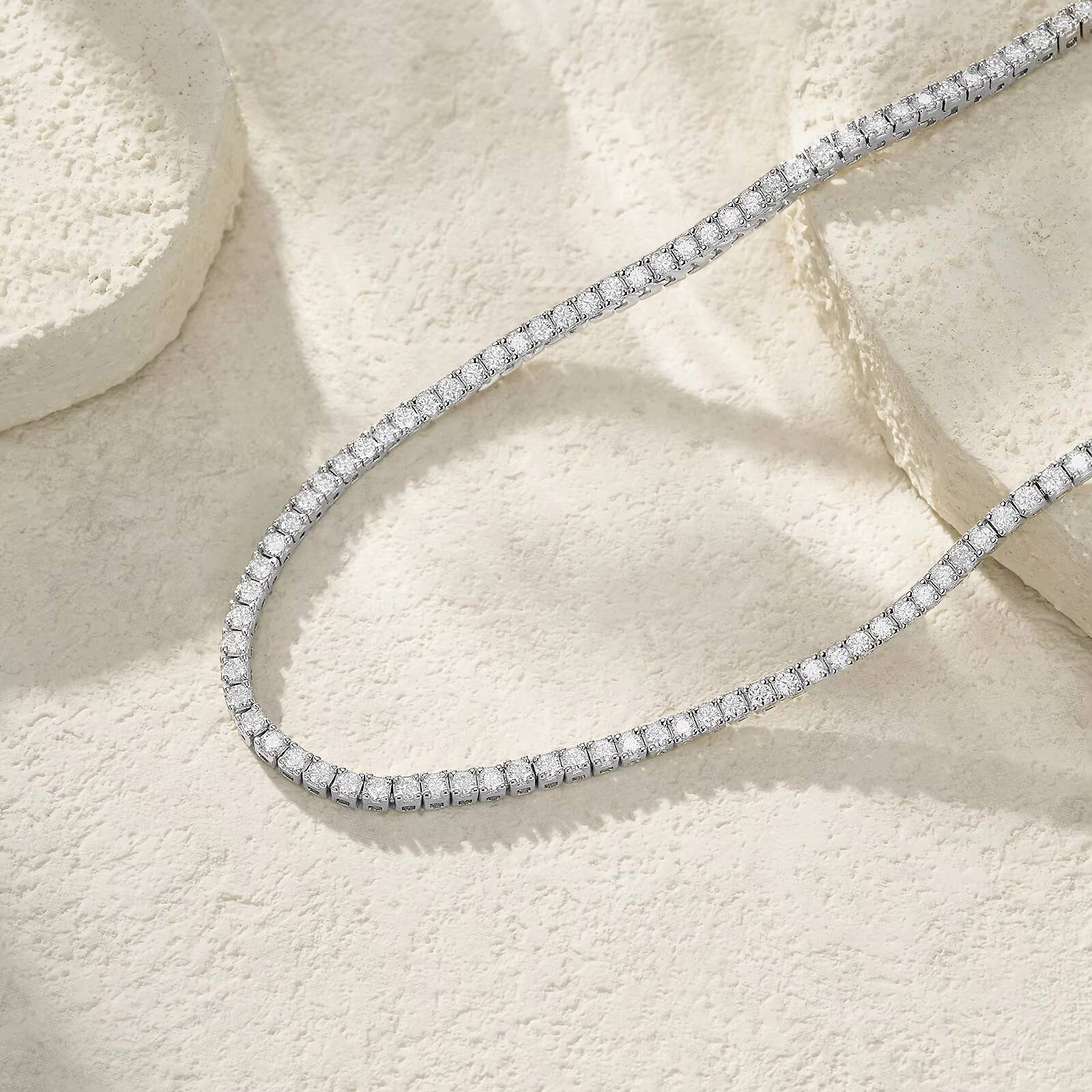 2.0mm~6.5mm Moissanite Necklace Tennis Chain 925 Sterling Silver 18K Gold Plated Gift for Women Moissanite Necklace Jewelry