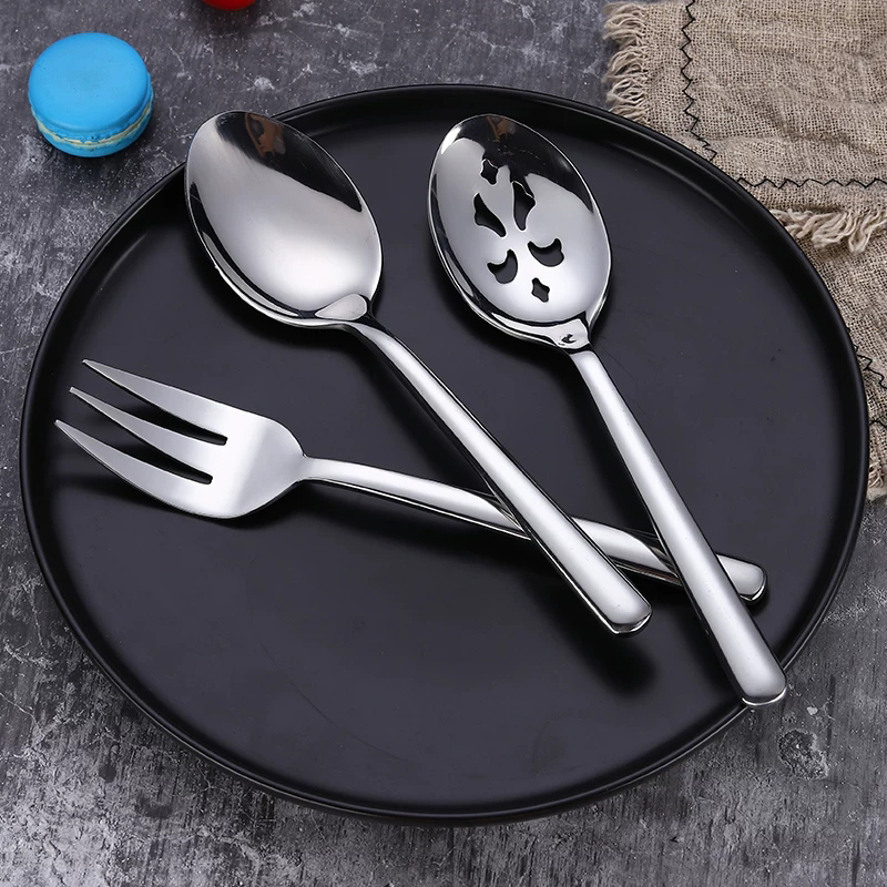 Dinnerware Sets New 430 Stainless Steel Spoon Strainer Fork Hygiene Avoid Cross Infection Public Health