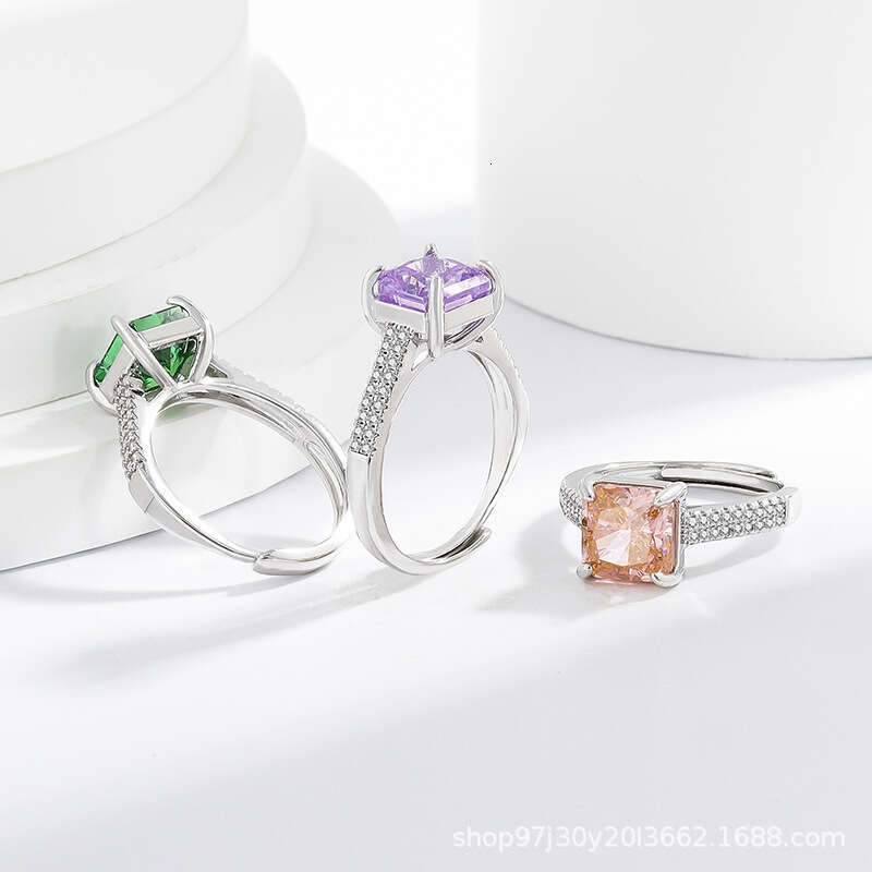 Sparkling Gemstone Ice Flower Cut Inlaid High Carbon Diamond Fashion Classic Ring Live Streaming b9b