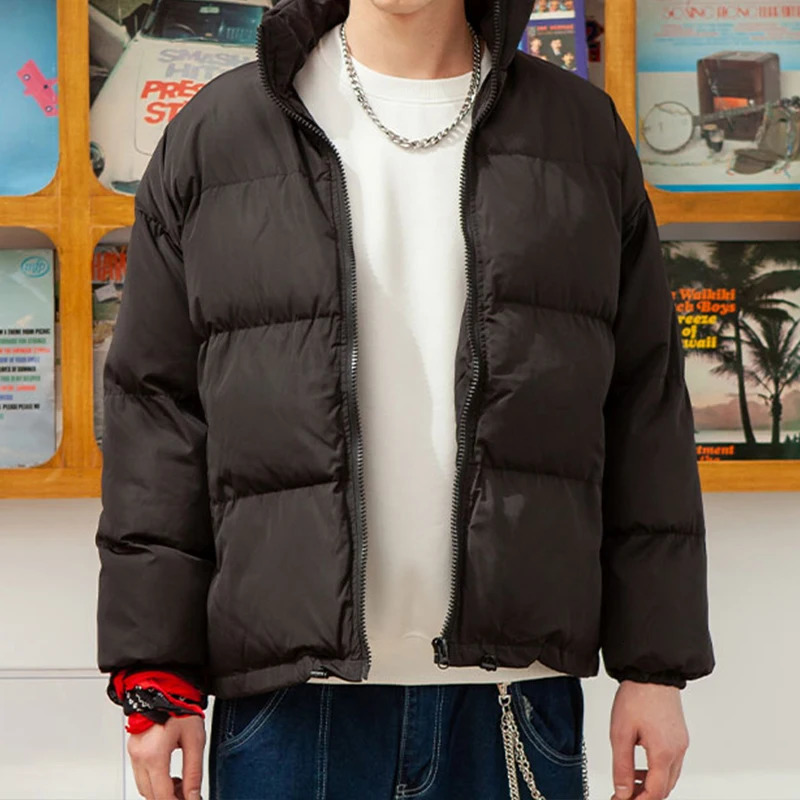 LAPPSTER Men Harajuku Warm Bubble Coat Winter Jacket 2025 Streetwear Solid Black Parkas Man Korean Fashion Puffer Jackets Coats 250715