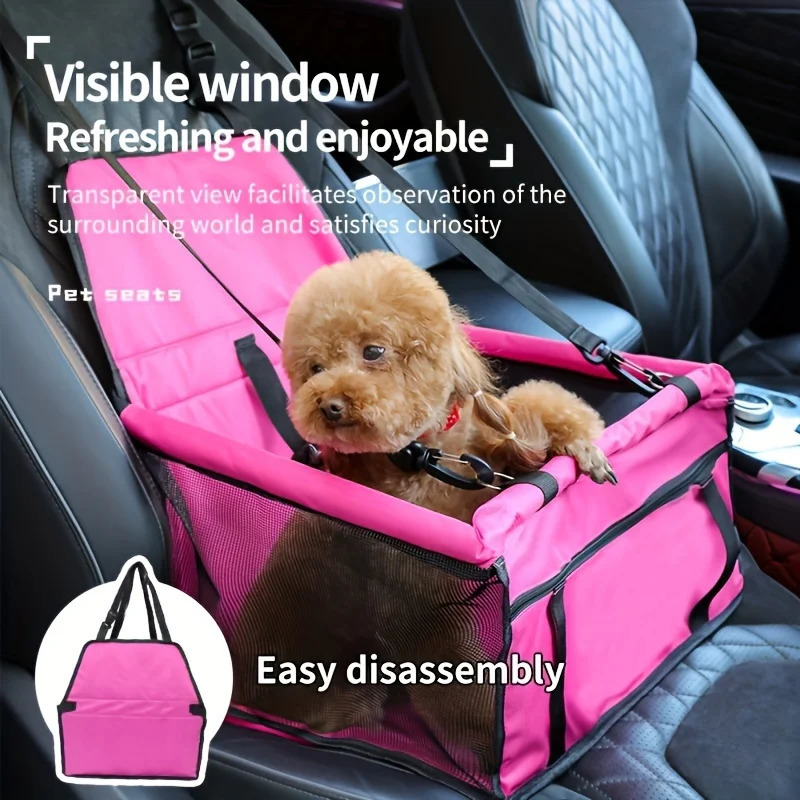 Cozy Pet Car Seat with Safety Harness - Ideal for Small Dogs and Cats Durable Fabric Travel Basket 250715