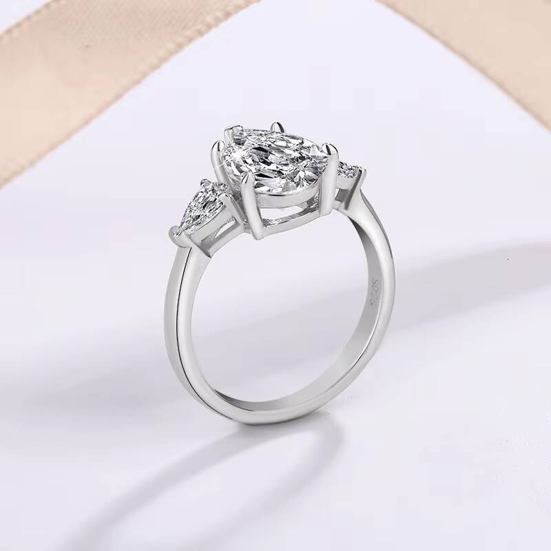 Wholesale 4ct Vvs Big All Moissanite Diamond Ring 925 Silver Diamond Fine Jewelry for Women