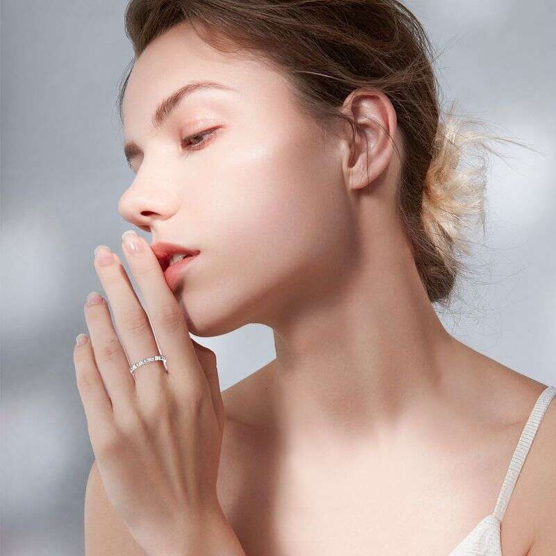 Ins Style Fashion Niche Honeycomb Women's Moissanite High-End Feel Pure Silver Non-Fading Ring 076