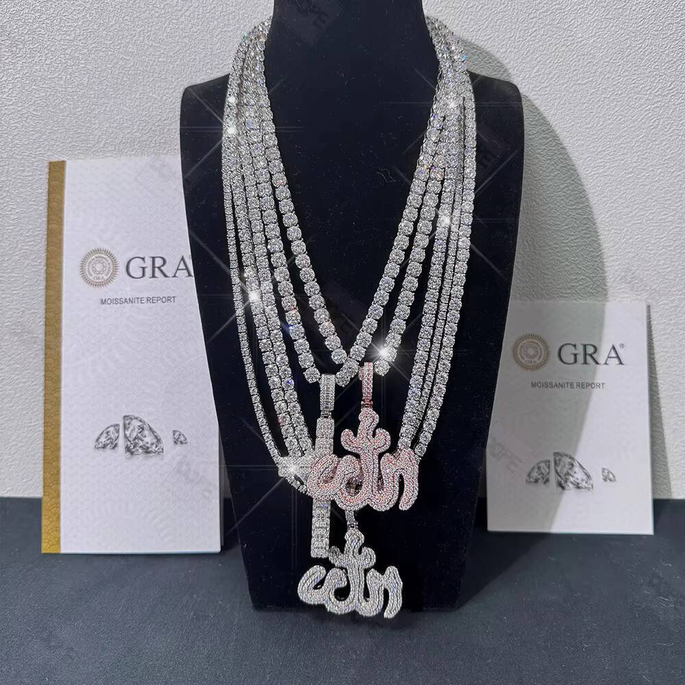 Factory Moissanite Tennis Chain 4mm 5mm Vvs Iced Out Necklace 925 Gold Plated Tennis Chain