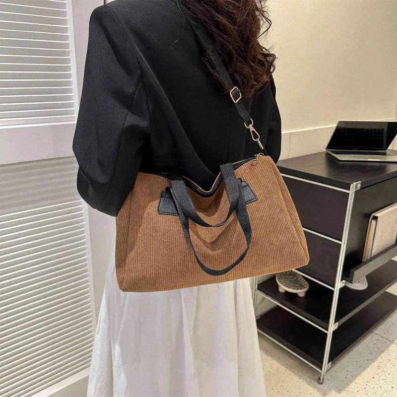 Durable Corduroy Duffle Tote Ideal Crossbody Bag for Womens Outdoor Ventures