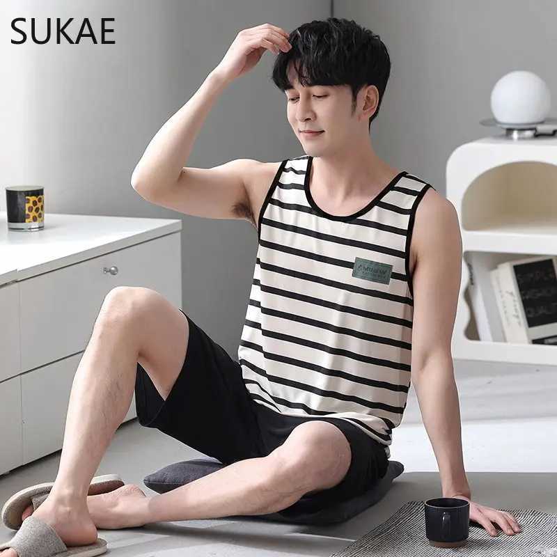 5XL Plus Size Mens Summer Cool Modal Shorts Leisure Loungewear Loose Sleepwear Elegant Solid Pajamas Mens Vest Pajama Set W250717