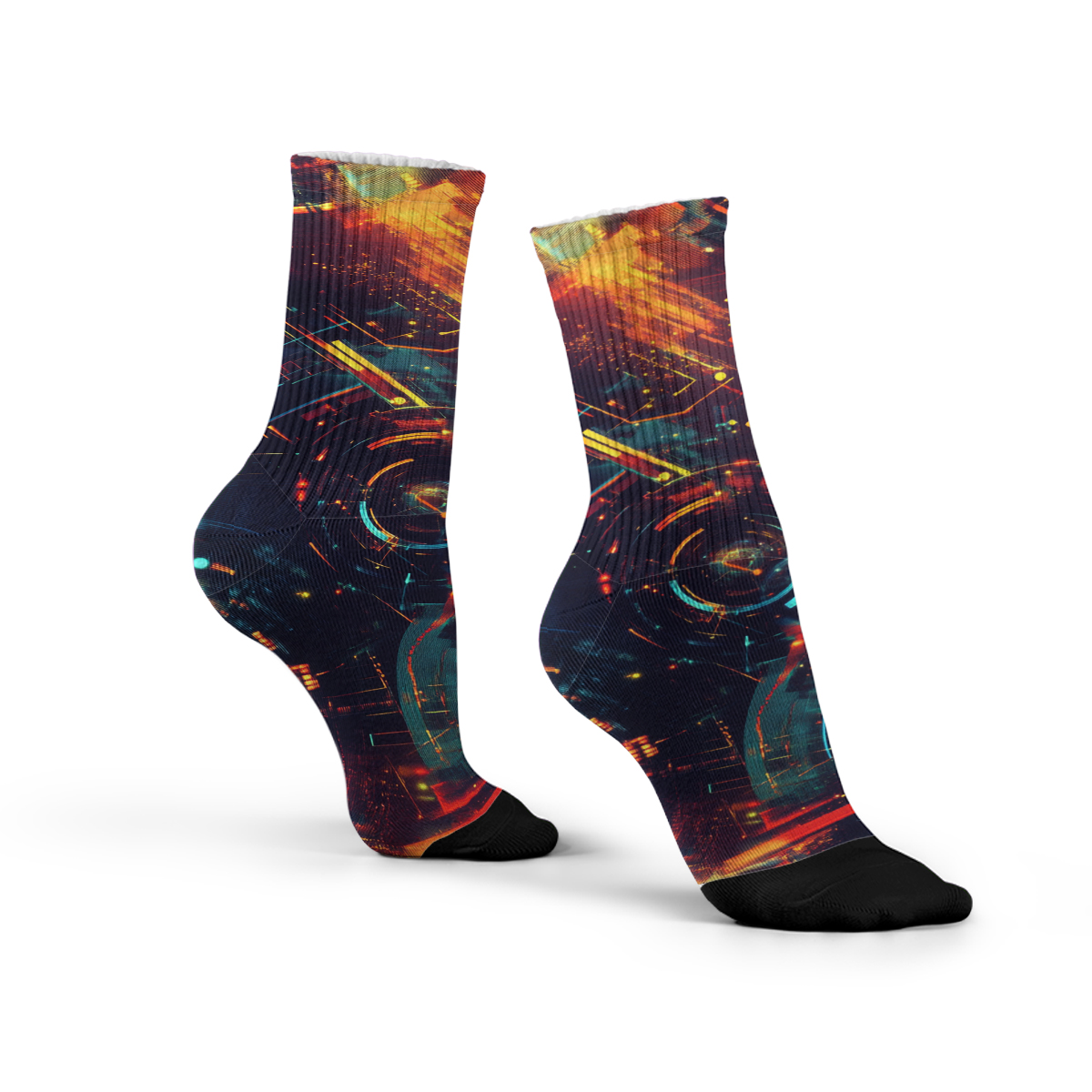 Cyberpunk Tech fashion tube Socks: Trendy Futuristic Vibes