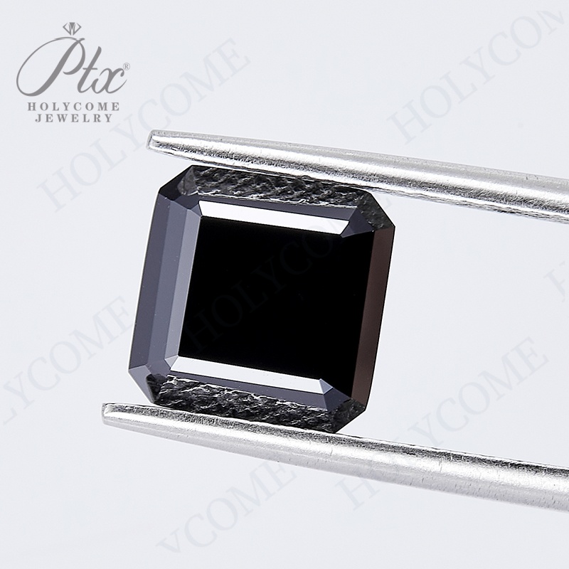 Holycome 6*6mm~12*12mm Black Color VVS1 Loose Moissanite Gemstone Factory Fine Jewelry Making Wholesale Price Asscher Cut Moissanite Diamond