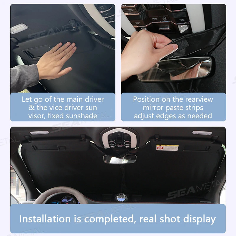 SEAMETAL Car Windshield Sun Shade Cover Black Glue Coating Sunshade Foldable Thicken Front Window UV Refletive Protection Cover 250715