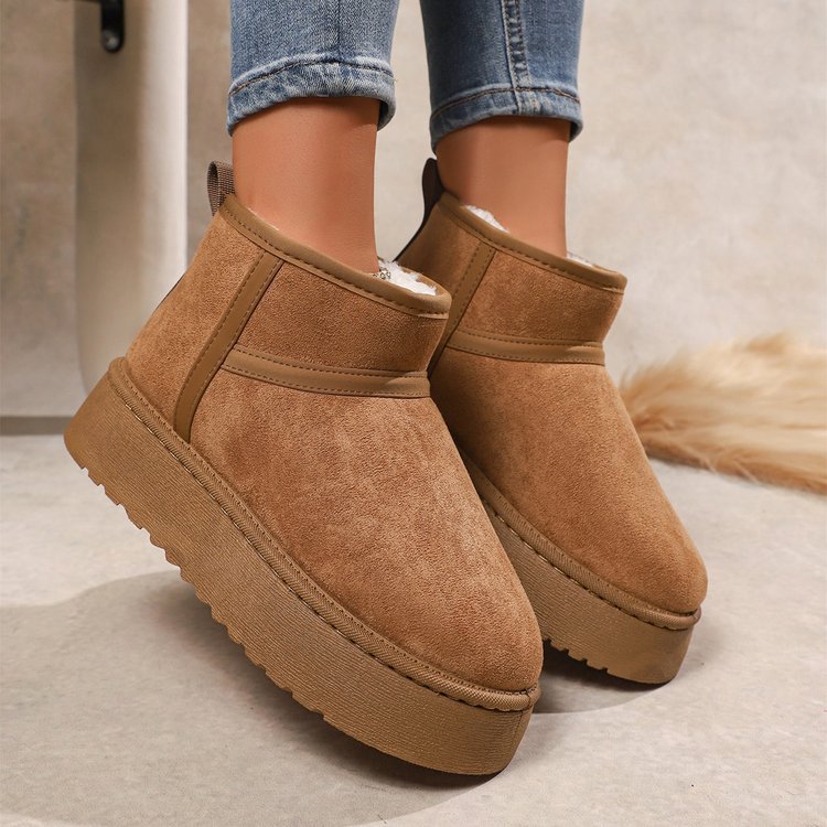 Free delivery designer fashionable plus size European and American winter new style big toe snow boots with thick sole and plush thickening black