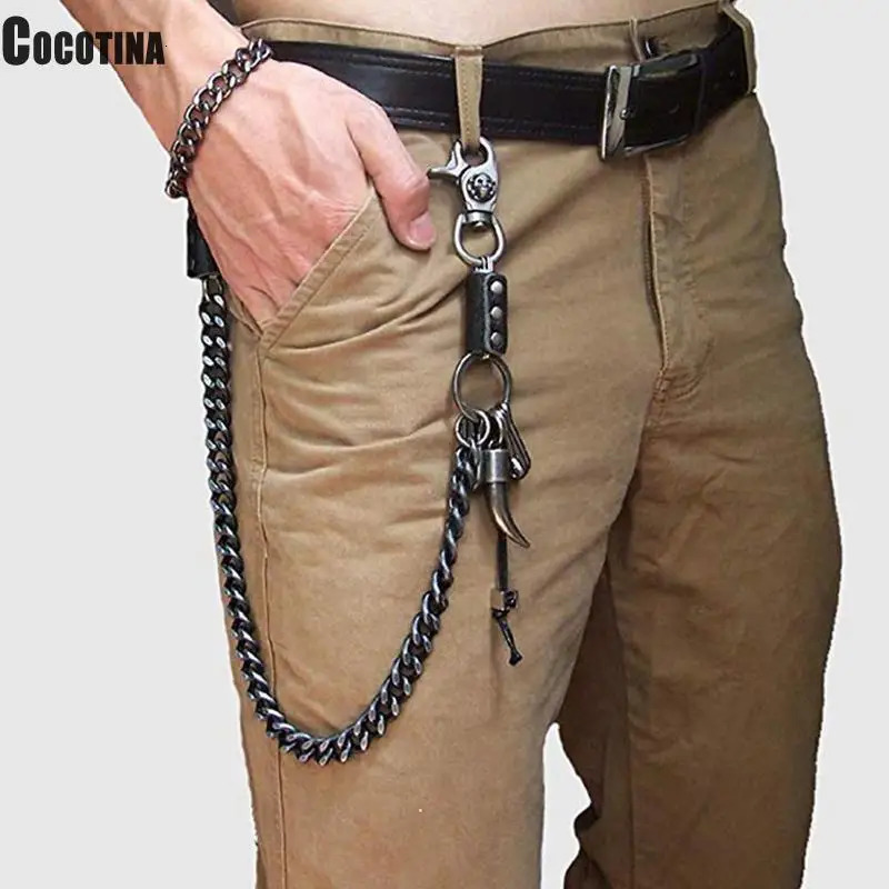 Waist Chain 2 Lines Punk Jean Adjustable Hip-hop Metal Chain Boy Clothing Accessories Mens Skull Head Metal Chains Casual 250717