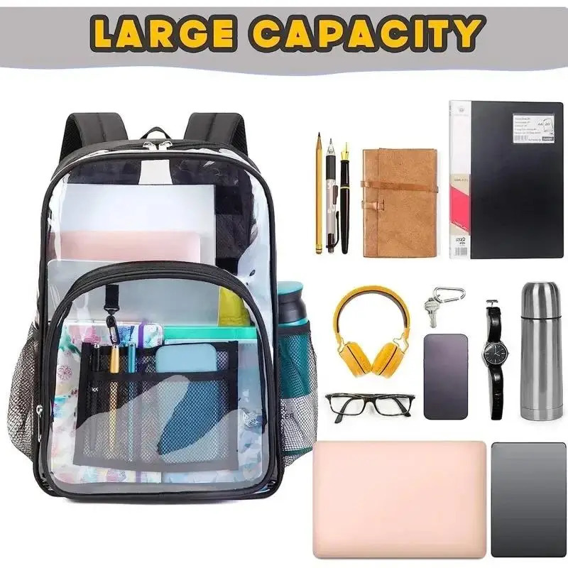 Transparent PVC Backpacks Outdoor Sport Large Capacity Bag Easy To Clean 250714