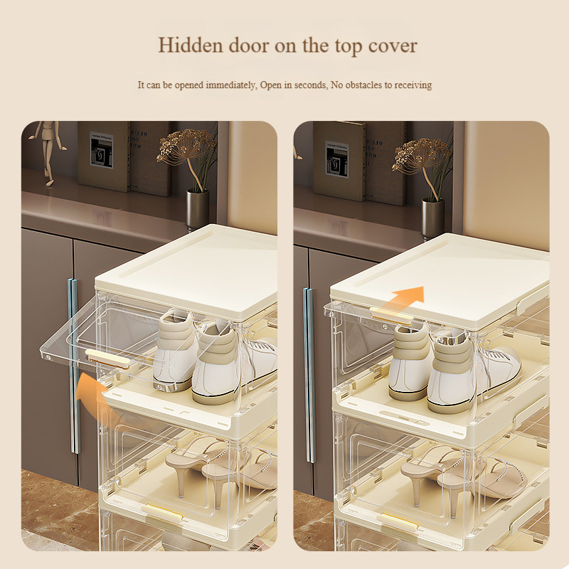 New Foldable Integrated Installation-Free Cabinet Storage Plastic Transparent Multi-Layer Dust-Proof Shoe Box