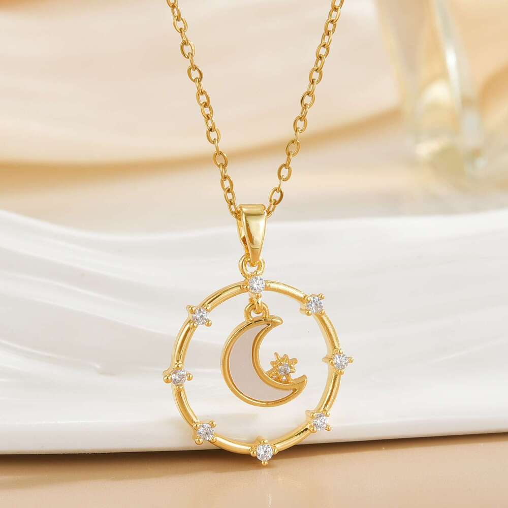 ~Necklace For Women Ins Niche Design High-End Light Collarbone Chain Moon Choker Student Best Friend 9Ca