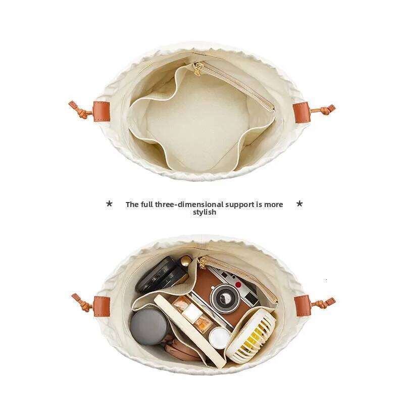 Bag Insert For Pebble Bucket Durable Drawstring Canvas 3D Organizer Bag Accessories