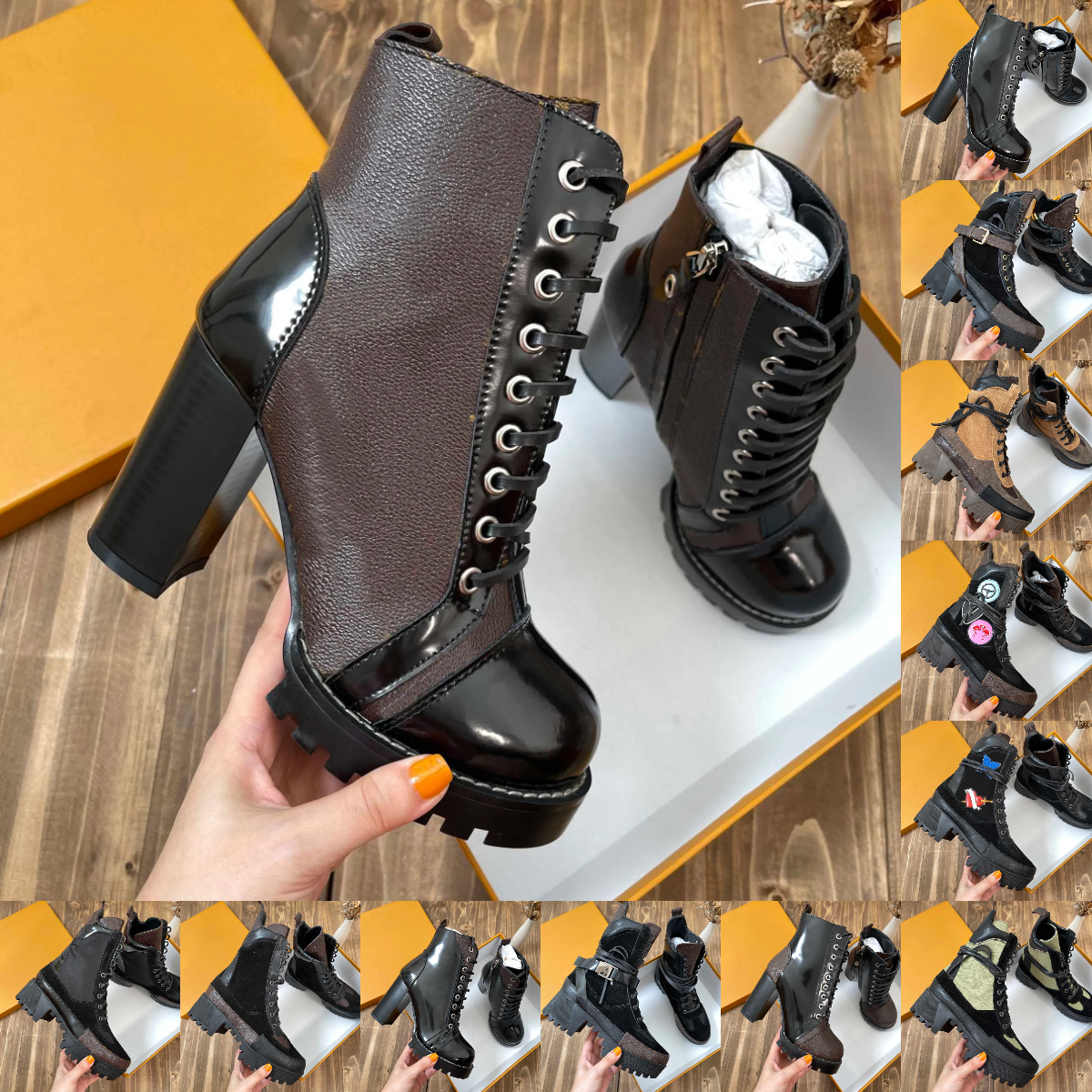 35-43 Designer Brand Luxury Boots Lace-Up Boots High Quality Men Women Boots Real Leather Half Boot Style Shoes Winter Fall Snow Boots booties Canvas Ankle Boot