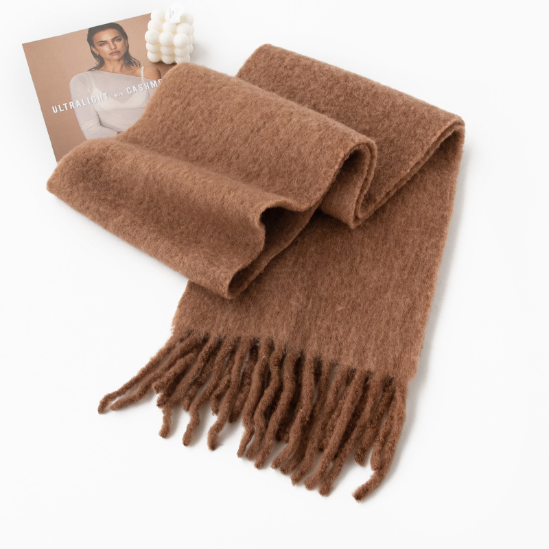 K1382 Wool scarf 2025 autumn and winter solid color versatile men and women cashmere scarf thick warm neck scarf