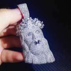 Fashion Vvs Moissanite Gold Plated Sterling Sier Jesus Head Pendant for Hip Hop Jewelry