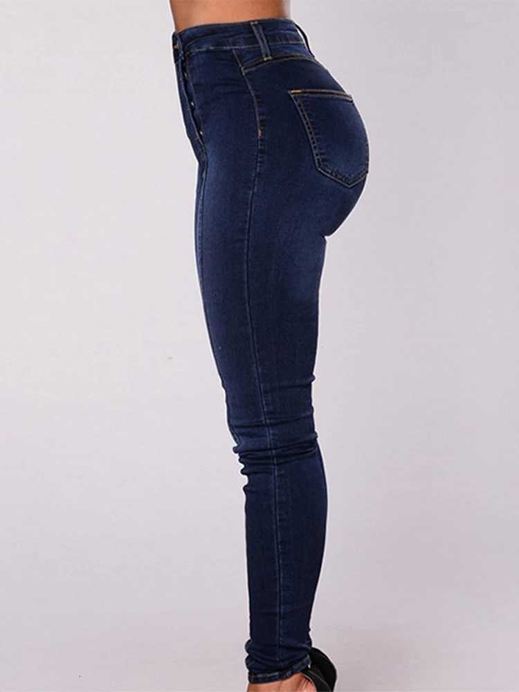 Sexy Stretchy Jeans Women High-waisted Double Breasted Slim Denim Pants Elastic Waist Female Fashion Tight Skinny Denim Trousers R250716