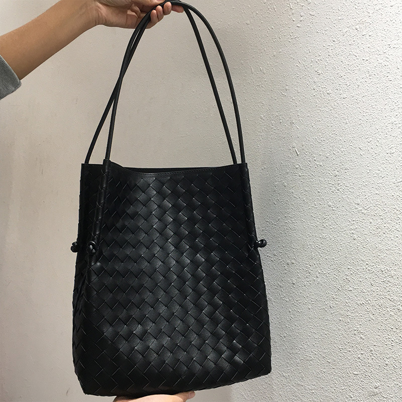 Designer bag free shipping Cowhide woven bag for women new single shoulder fashionable and versatile large capacity underarm bag black grey white