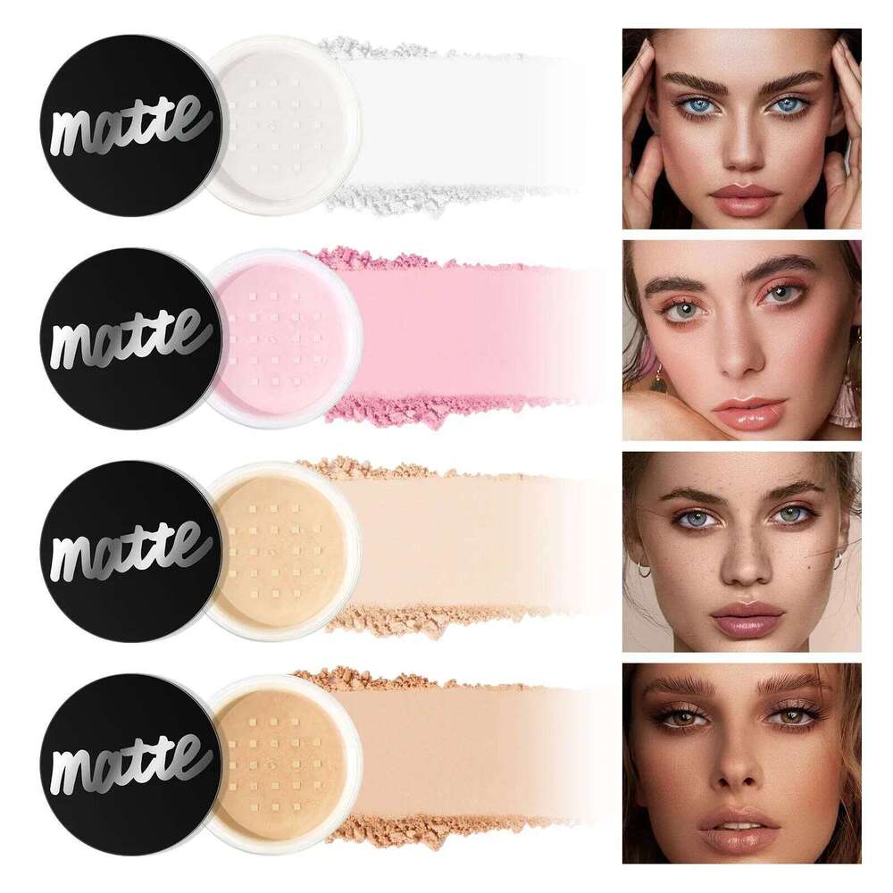 4 Colors Loose Waterproof Oil-Control Matte White Finish Compact Setting Powder Long-Lasting Transparent Pink Face Makeup X250717