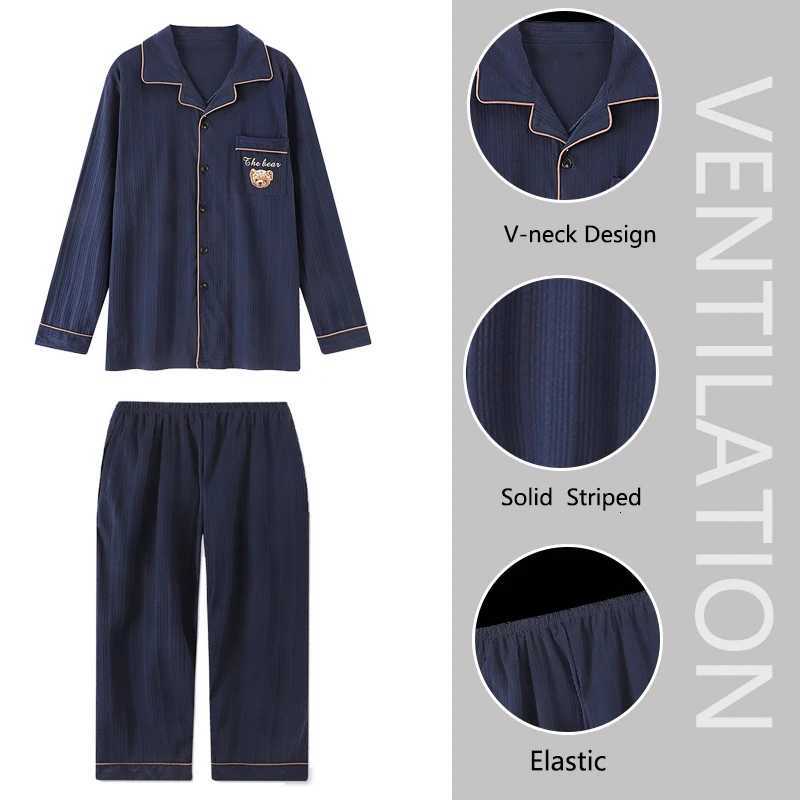 Cotton Men Pajamas Set of Autumn Winter Long-Sleeved Cardigan Plus Size Men Models of Home Clothing Plaid Sleepwear 2PCS/Set W250717