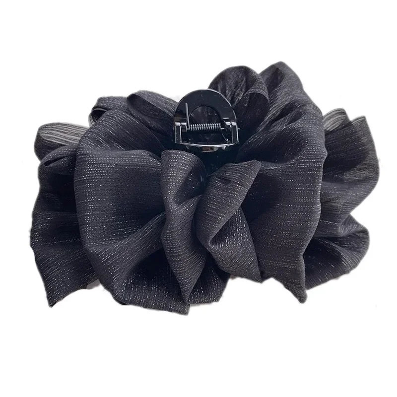 Sweet Mesh Large Bow Hair Claw Clips for Women Solid color Elegant Bowknot Ponytail Clip Girl Headdress Accessories 250716