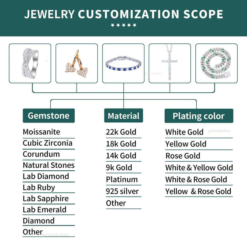 Designer necklaceFactory 8-20mm Gold Plated Sterling Sier Miami Iced Out Vvs Dia Moissanite Cuban Link Chain Bracelet for Men