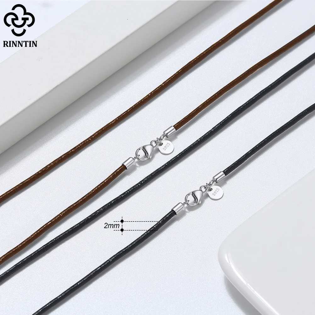 2mm Genuine Italian Brown Leather Cord Chain Necklace for Women and Men with 925 Sterling Silver Clasp Trendy Jewelry SC62 XJ250717