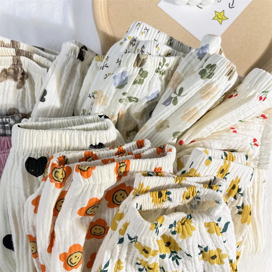 Kids Trousers Baby Summer Korean Bottoms Girls Cartoon Muslin Bloomer Children Casual Elastic Waist Playwear Fashion Clothing 250715