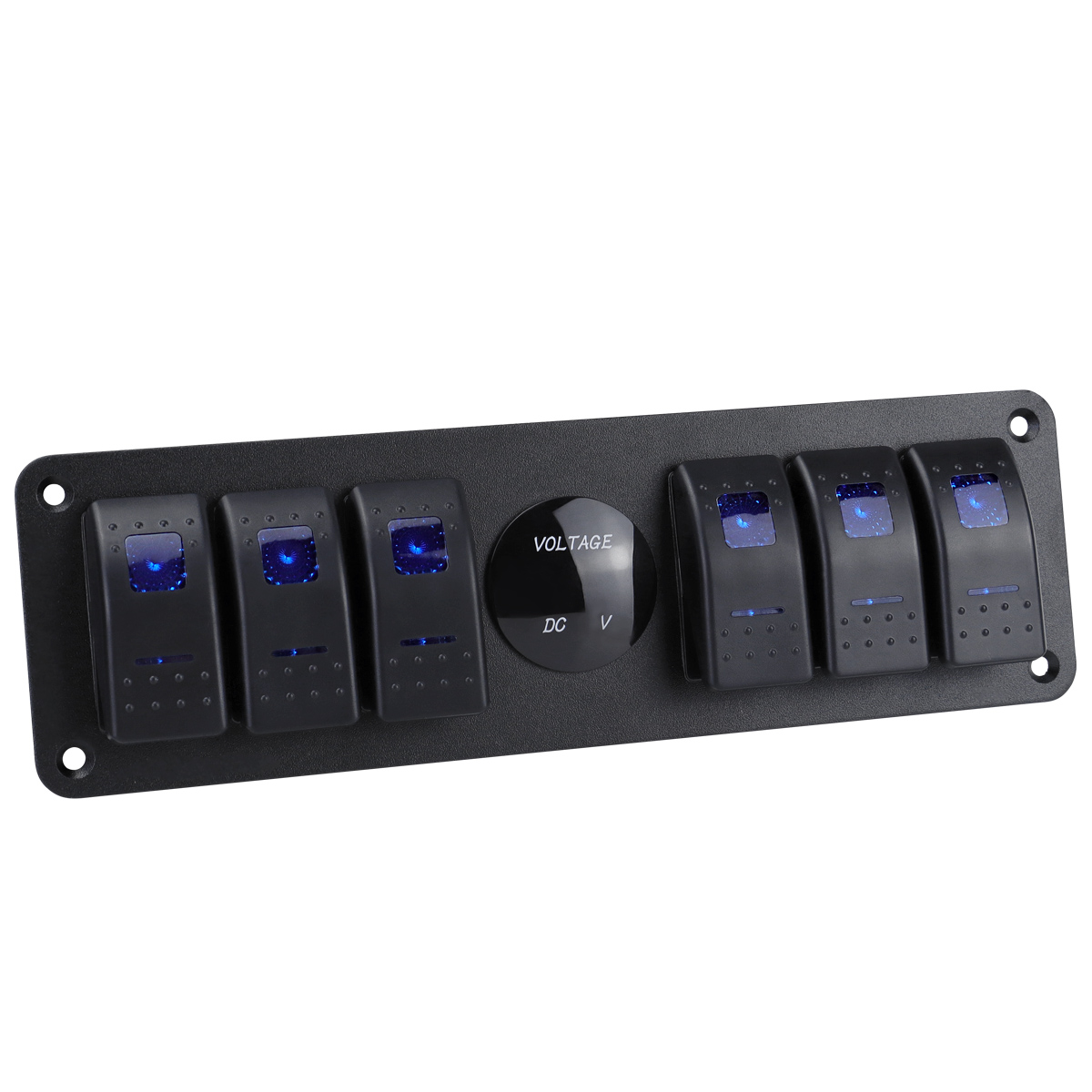 6 sets of rocker switch panels with voltmeter, suitable for cars, trucks, boats, and RVs (12V-24V)