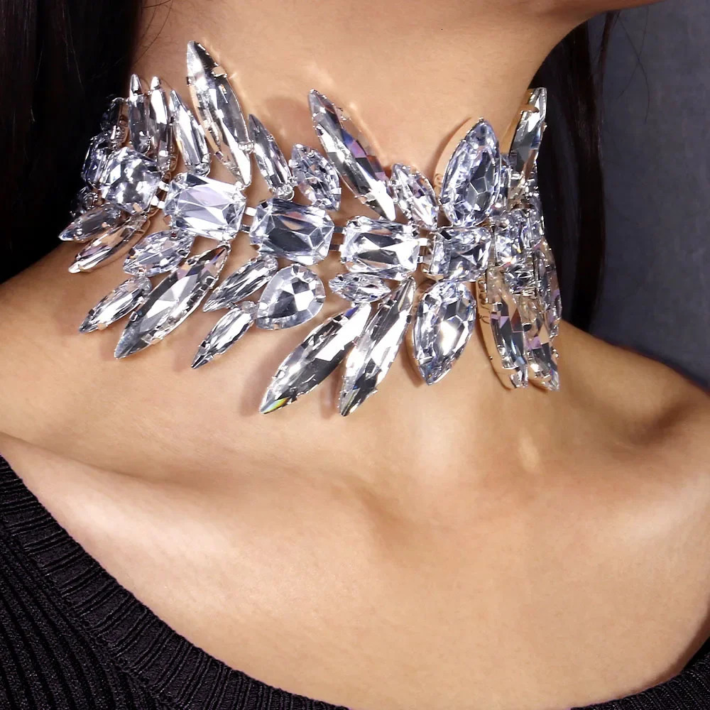 Stonefans Vintage Statement Geometric Choker Necklace Crystal Collar Fashion Statement Accessories for Women Jewelry Decor 250716