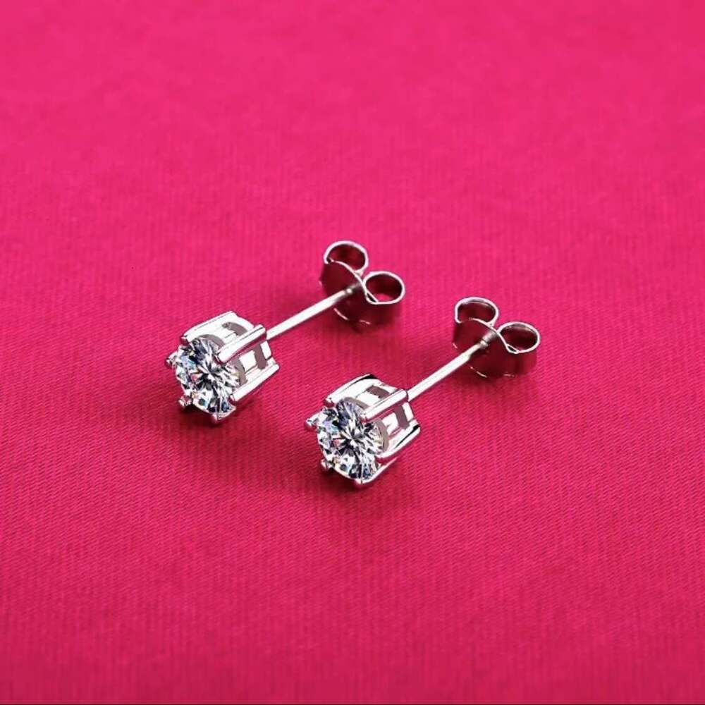 Moissanite Classic Six-Prong Elegant Zircon Unisex Earrings 141