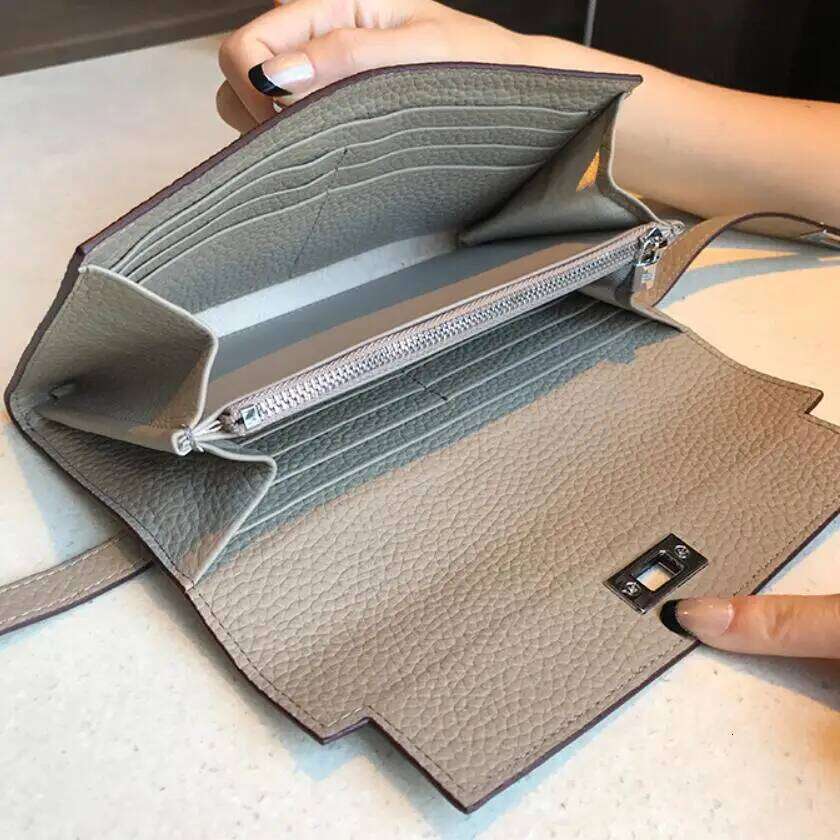 San Maries Gift Box Genuine Leather Men Women Long Travel Wallets and Purses Brand Designer Card Holder Large Money Bag