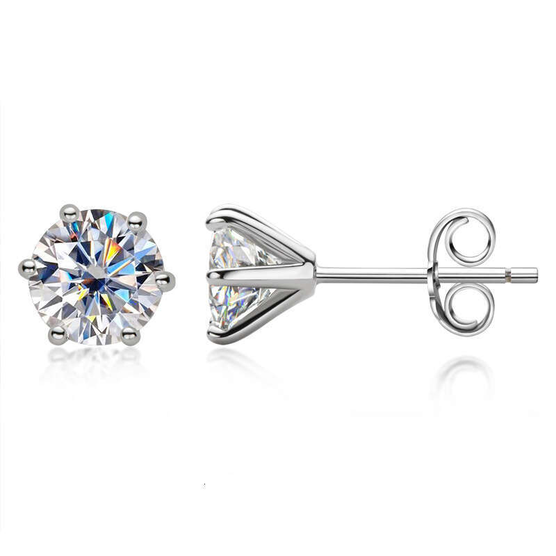 Elegant 1 Carat Moissanite Earrings For Women, Ins Style, High-End Feel, Pure Sier Ear Jewelry E5f