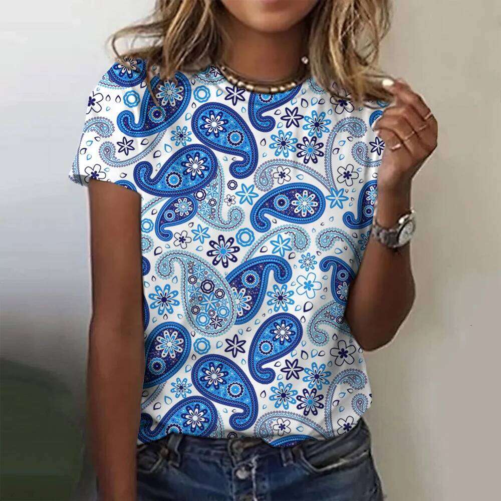 Vintage Print Top Women Short Sleeved Streetwear Summer Tee Women's Fashion Casual O Neck T Shirts Y2k Oversized Female Clothing