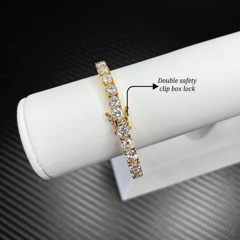 925 Sterling Silver Hiphop Chain with VVS Moissanite Sparkling 5mm Iced out Tennis Chain Necklaces Product Category