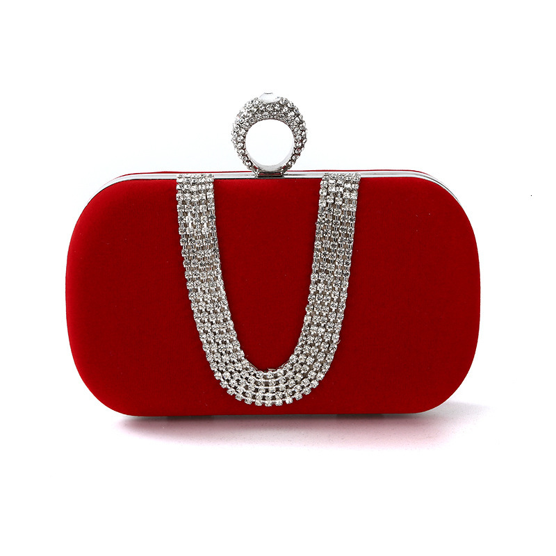 Free Shipping Designer Luxury Women's Evening Bag U-shaped Diamond-studded Handmade Banquet Clutch Makeup Dress Bridal Bag Fashion Handbag