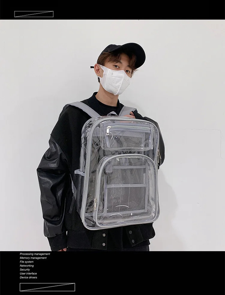 2025 PVC Clear Backpack See Through Clear Bookbags Transparent backpacks school backpack for college students mochila mujer 250714