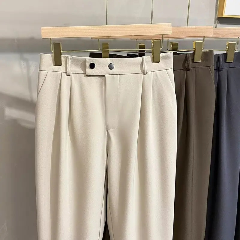 Fashion Straight Mens Casual Pants Spring Summer Korean Suit Pant Harem Business Formal Male Trousers Trendy 250715