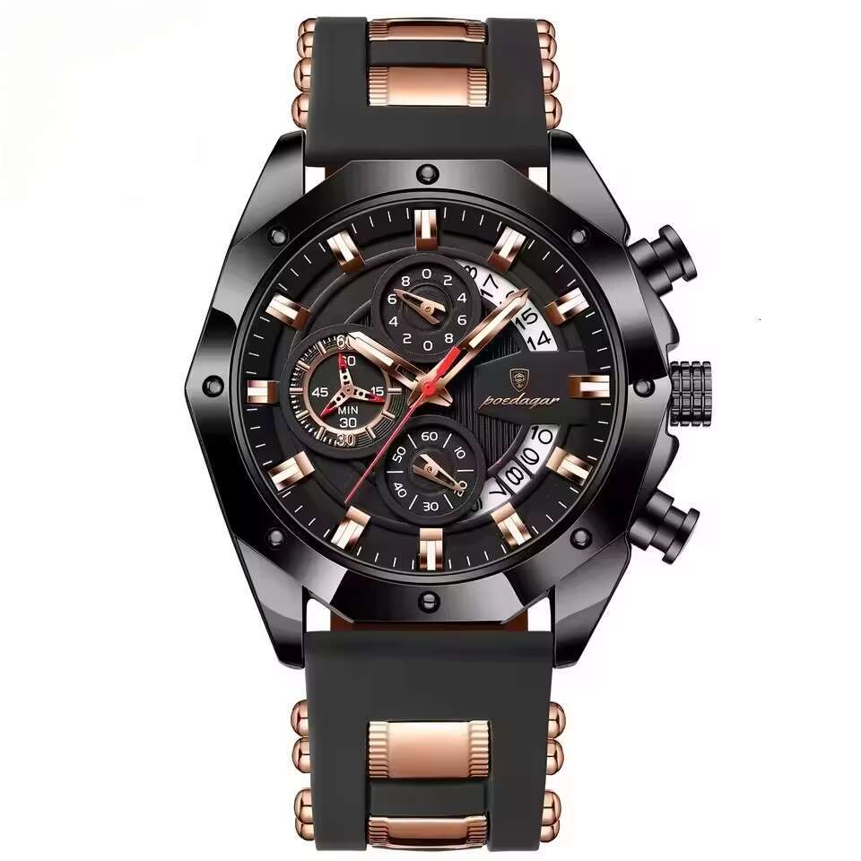 DHwatches Men's Sports Chronograph Watch - 50M Waterproof Silicone Strap Quartz Wristwatch with Date & Tachymeter (Model 913)