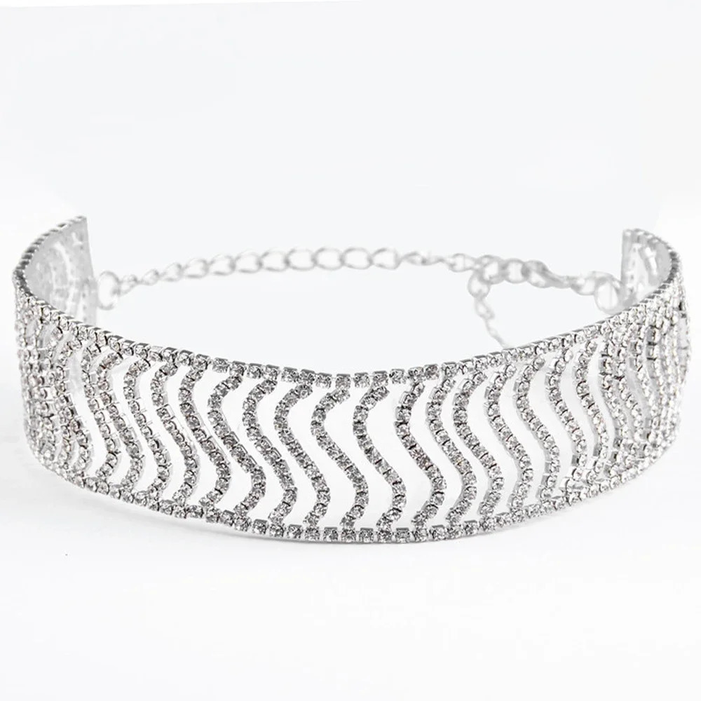 Stonefans Geometric Hollow Rhinestone Choker Necklace for Women Fashion Short Chain Crystal Collar Necklace Night Club Jewelry 250716