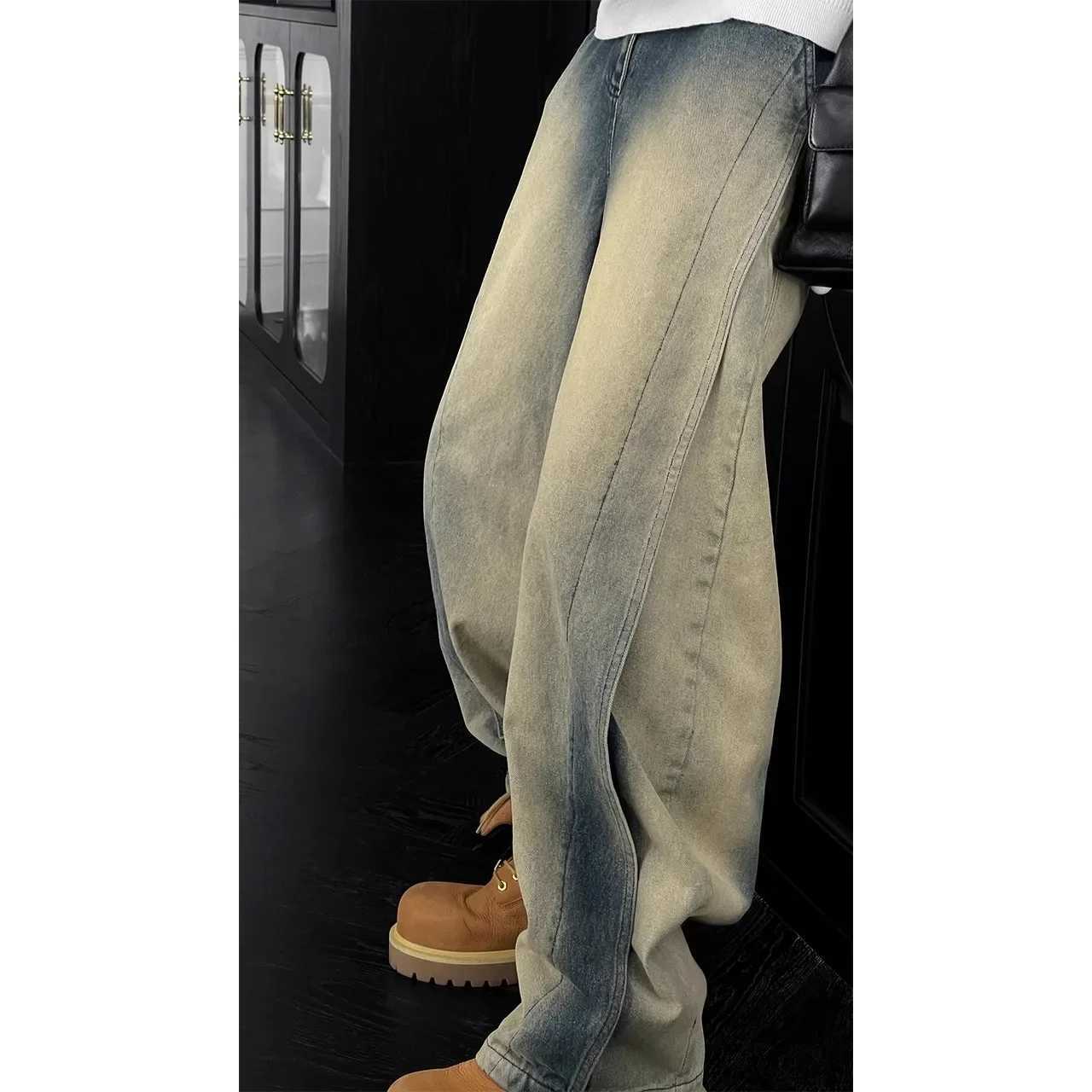 Casual Baggy Straight Jeans Distressed Vintage Blue Jeans Pants Men Wide-leg Denim Trousers Male Oversize Streetwear Fashion R250716