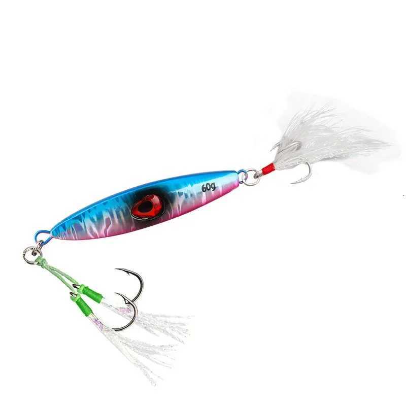1Pcs Jigging Lures 40g 60g 80g Metal Jig Sinking Pitch Biomimetic Fish Iron Plate Bait Boat Fishing Sea Fishing Mackerel Tuna Z250717