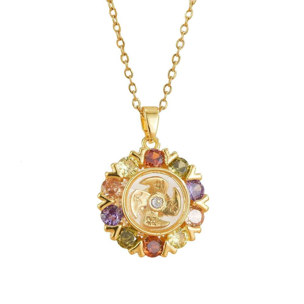 Micro-Inlaid Colorful Zirconia Trendy Fashion Versatile Hot-Selling Sun Pendant Necklace For Women C34