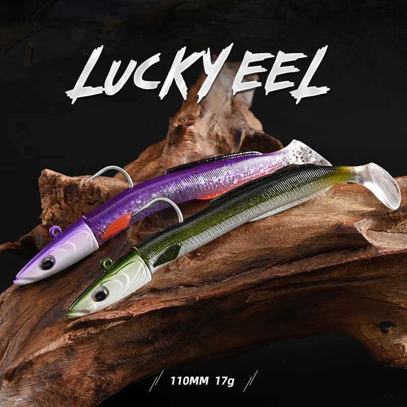 BLUX Happy Sandeel 11cm 17g Soft Live Eel Fishing Lure Paddle Tail Jig Head Hook Vinyls Vibration Artificial Bait Saltwater Gear Z250717