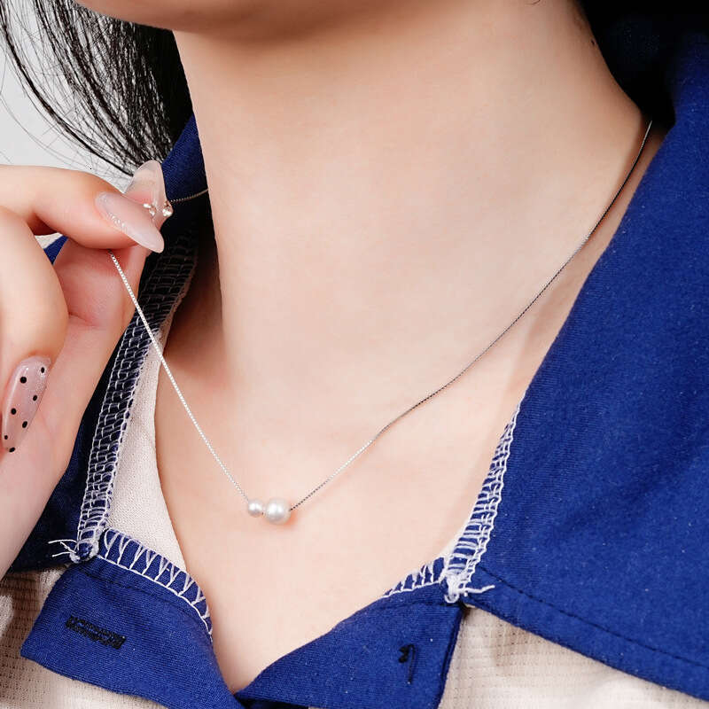 Lulutong Natural Freshwater Pearl Pendant For Women, Niche INS Style, Pure Sier Simple Collarbone Necklace 17B