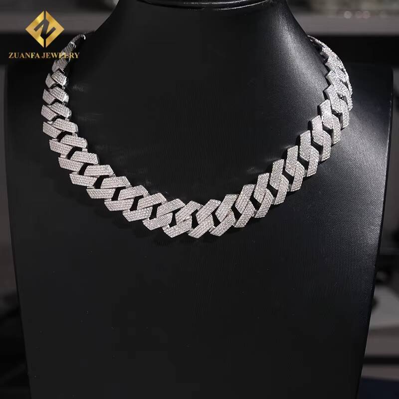 Cuban Link Chain 925 Sterling Silver Moissanite S925 Iced Out Hip Hop Jewelry VVS1 Moissanite Cuban Link Bracelet Men